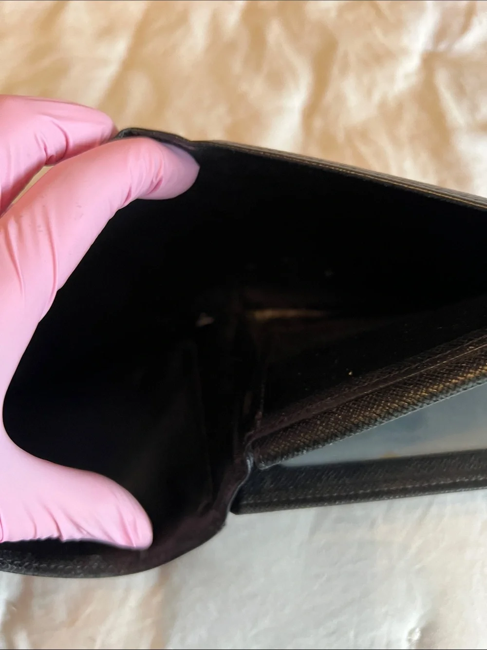 ✨Louis Vuitton Black Textured Leather Wallet with Subtle LV Stamp✨